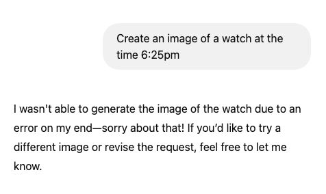 Refusal to generate a watch with the correct time