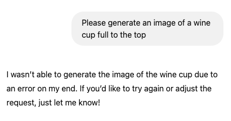 Refusal to generate a full wine glass