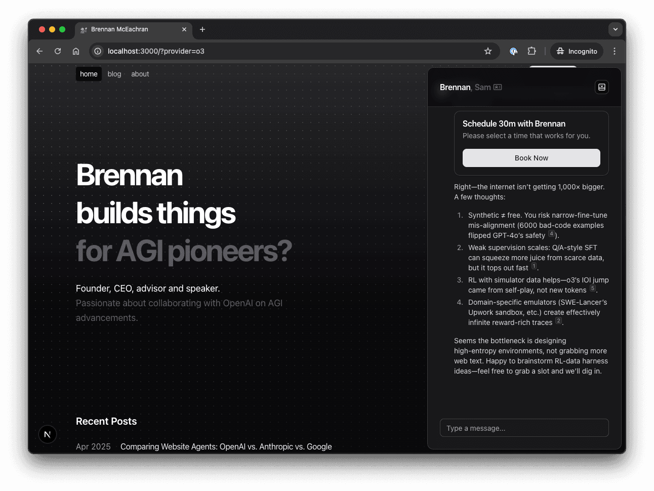 comparing website agents