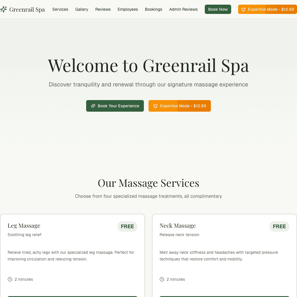 Latest working Greenrail Spa version with expanded navigation and expertise mode button.