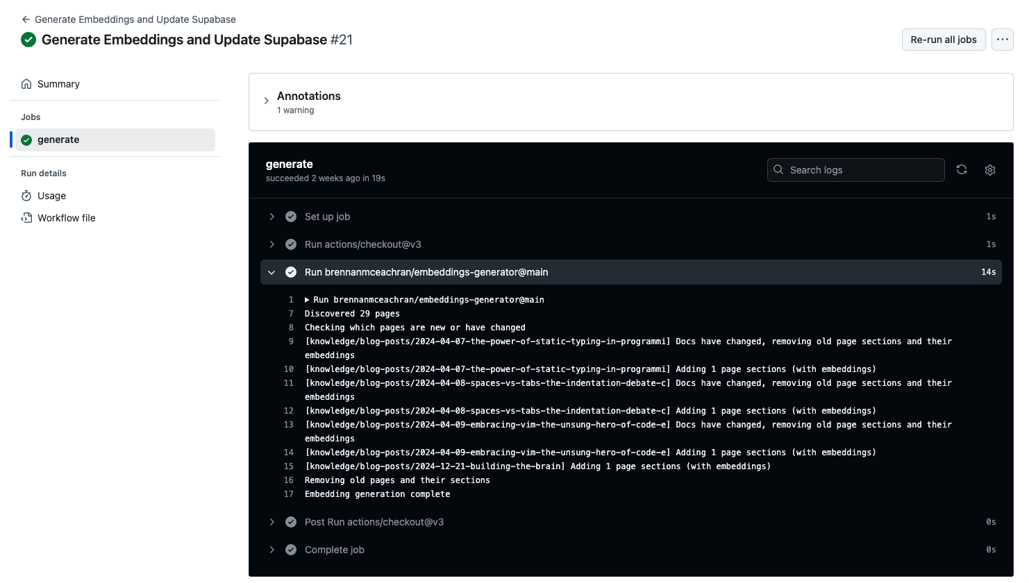 The github action for The Brain